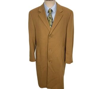 Turnbury Overcoat Mens 40R Camel Tan Luxury Cashmere Wool Long Topcoat Amicale